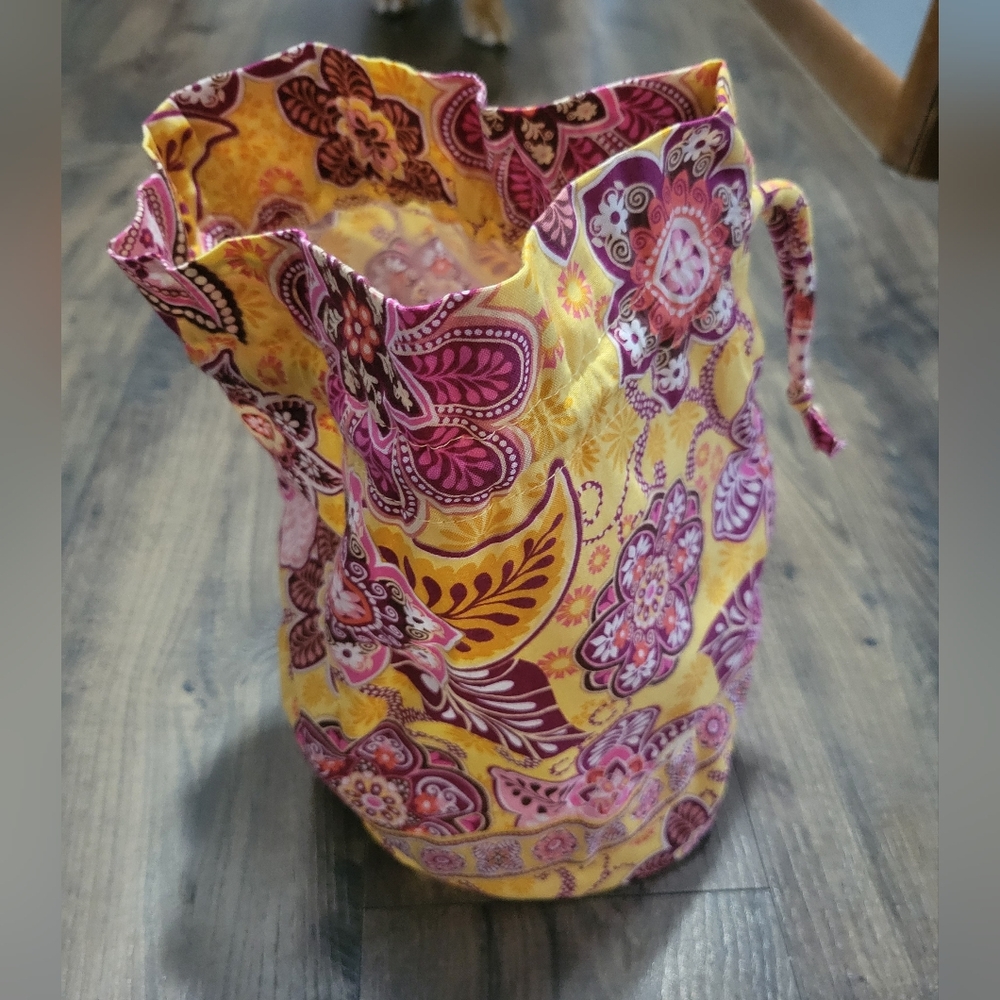 Vera Bradley Yellow and Pink Drawstring Bag